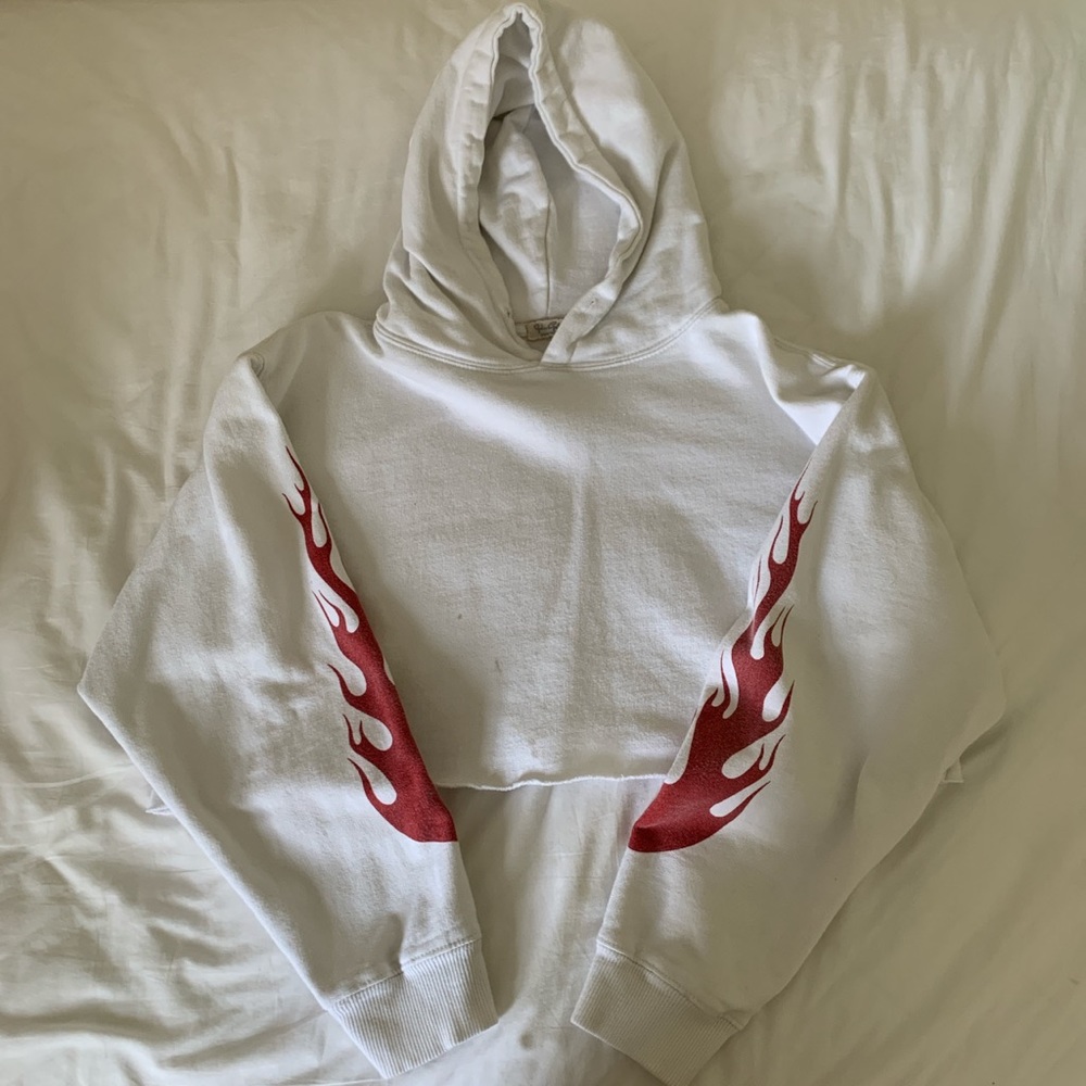 brandy melville white cropped hoodie